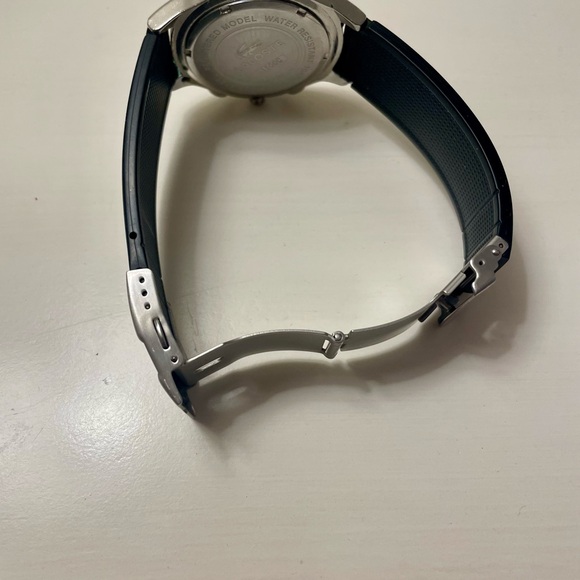 Lacoste Watch Chronograph Black Face/ Black Silicon Band Battery Working Now - Picture 7 of 9